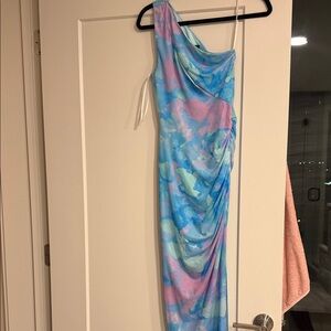 Vibrant Tie-Dye One-Shoulder Dress